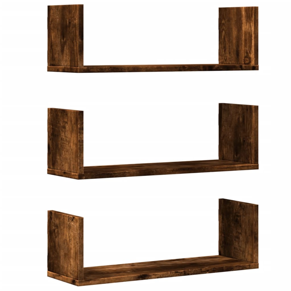 Mensole da Parete 2pz Rovere Fumo 58x18x18 cm in Truciolato | homemem39