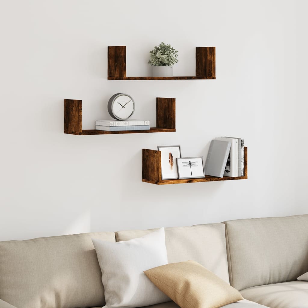 Mensole da Parete 2pz Rovere Fumo 58x18x18 cm in Truciolato | homemem39