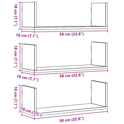 Mensole da Parete 2pz Rovere Fumo 58x18x18 cm in Truciolato | homemem39