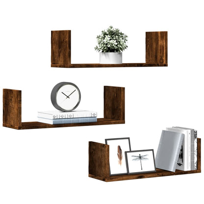 Mensole da Parete 2pz Rovere Fumo 58x18x18 cm in Truciolato | homemem39