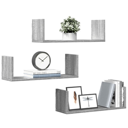 Mensole a Parete 2pz Grigio Sonoma 58x18x18 cm in Truciolato | homemem39