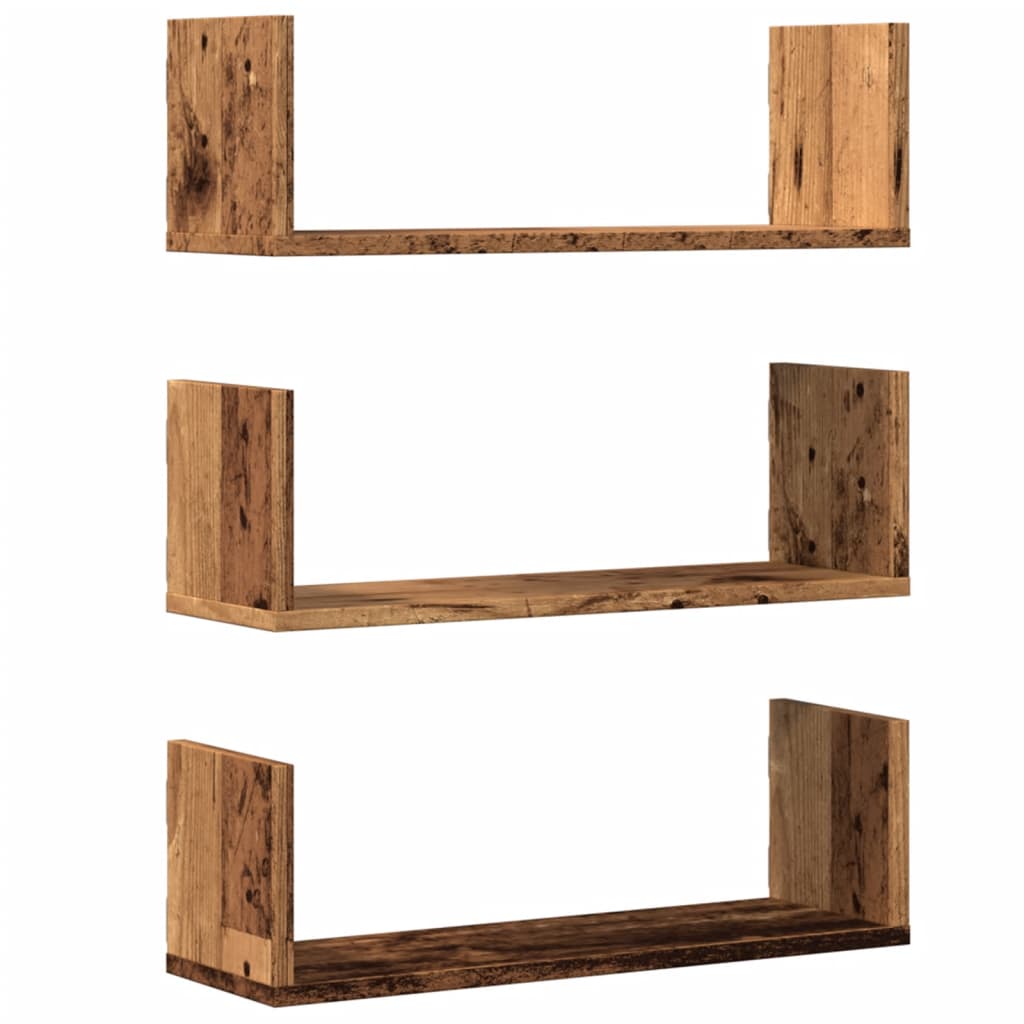 Mensole da Parete 3pz Legno Antico 58x18x18 cm in Truciolato | homemem39