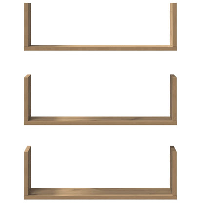 Mensole Parete 3pz Rovere Artigianale 58x18x18 cm in Truciolato