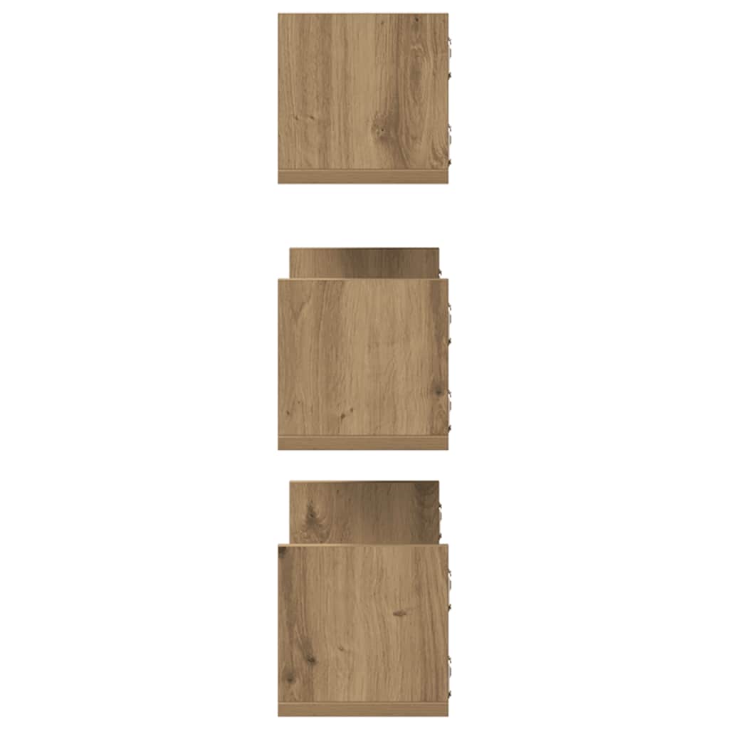 Mensole Parete 3pz Rovere Artigianale 58x18x18 cm in Truciolato