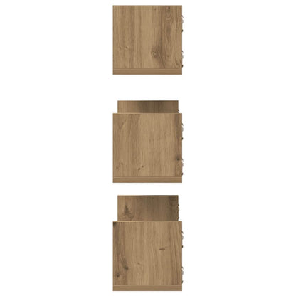 Mensole Parete 3pz Rovere Artigianale 58x18x18 cm in Truciolato