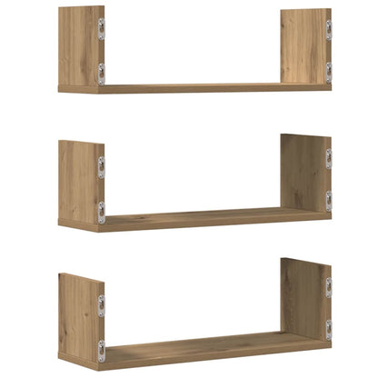 Mensole Parete 3pz Rovere Artigianale 58x18x18 cm in Truciolato | homemem39