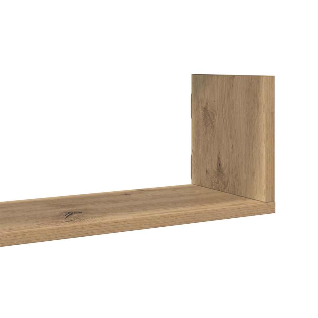 Mensole Parete 3pz Rovere Artigianale 58x18x18 cm in Truciolato