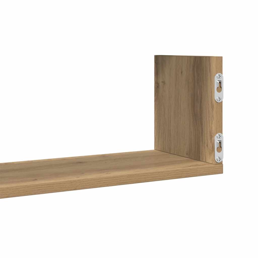 Mensole Parete 3pz Rovere Artigianale 58x18x18 cm in Truciolato
