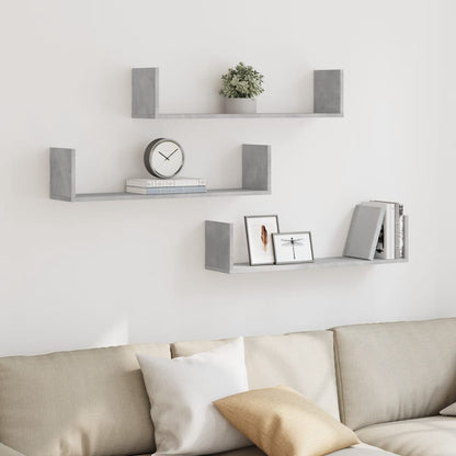 Mensole a Parete 3pz Grigio Cemento 80x18x18 cm in Truciolato | homemem39