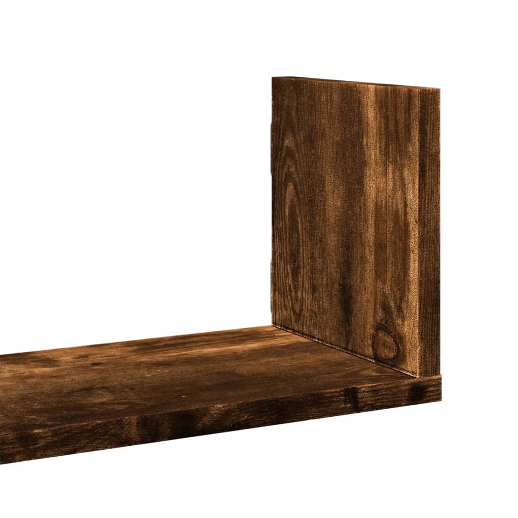 Mensole a Parete 3pz Rovere Fumo 80x18x18 cm in Truciolato