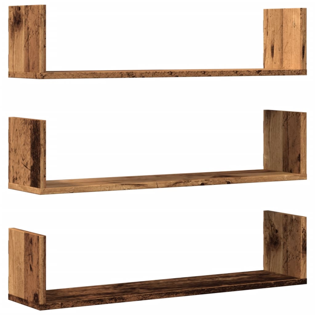 Mensole a Parete 3pz Legno Antico 80x18x18 cm in Truciolato