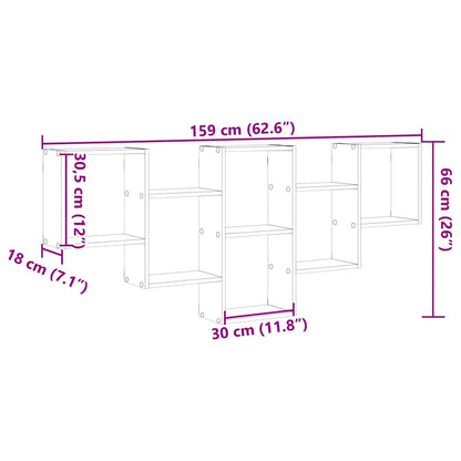 Scaffale a Muro Grigio Cemento 159x18x66 cm in Truciolato
