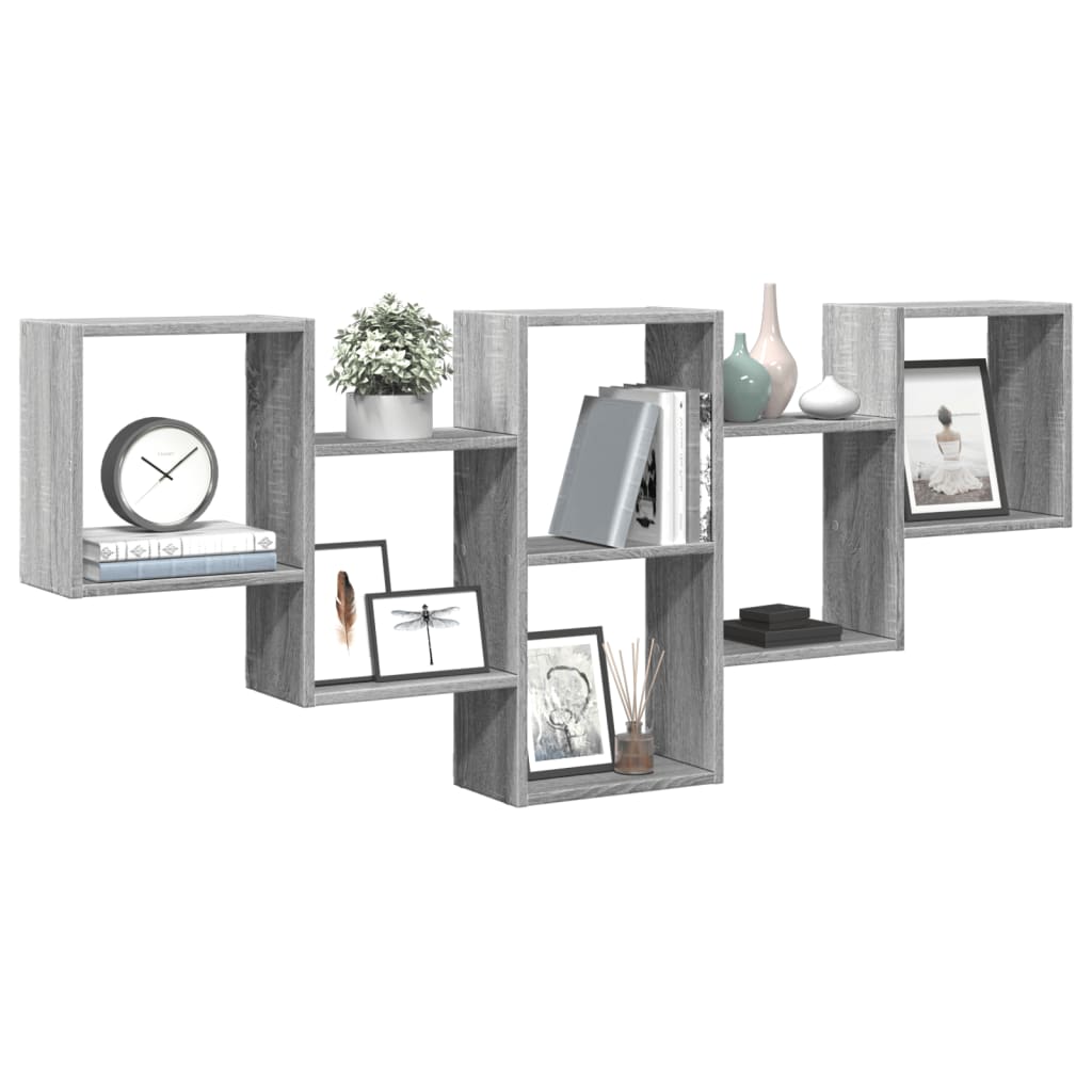Mensola a Muro Grigio Sonoma 159x18x66 cm in Truciolato