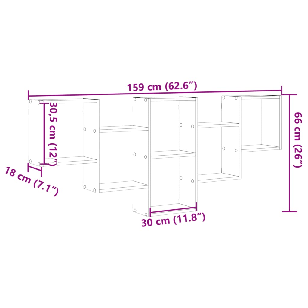 Mensola a Muro Grigio Sonoma 159x18x66 cm in Truciolato