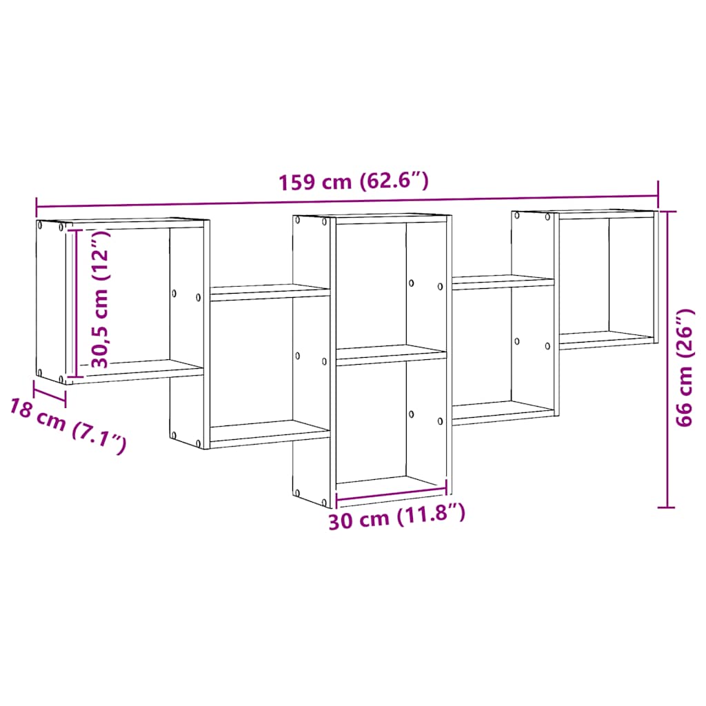 Scaffale a Parete Rovere Artigianale 159x18x66 cm in Truciolato
