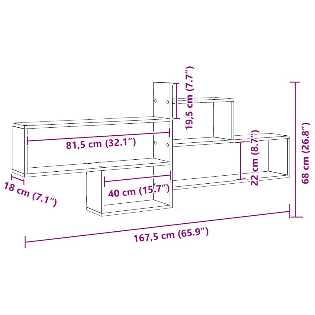 Mensola a Parete Rovere Artigianale 167,5x18x68 cm Truciolato | homemem39