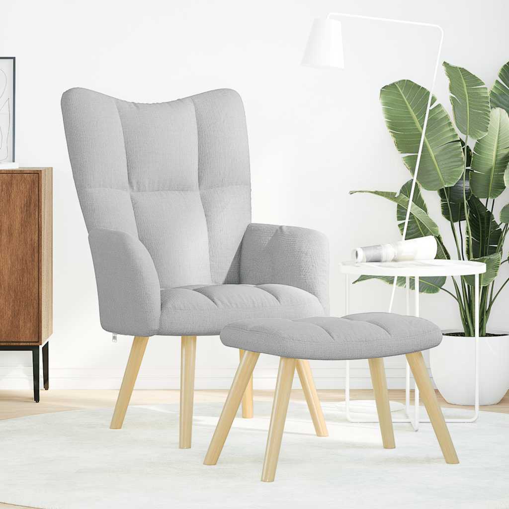 Sedia Relax con Poggiapiedi Grigio Nuvola in Tessuto - homemem39