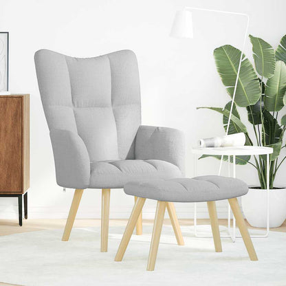 Sedia Relax con Poggiapiedi Grigio Nuvola in Tessuto - homemem39