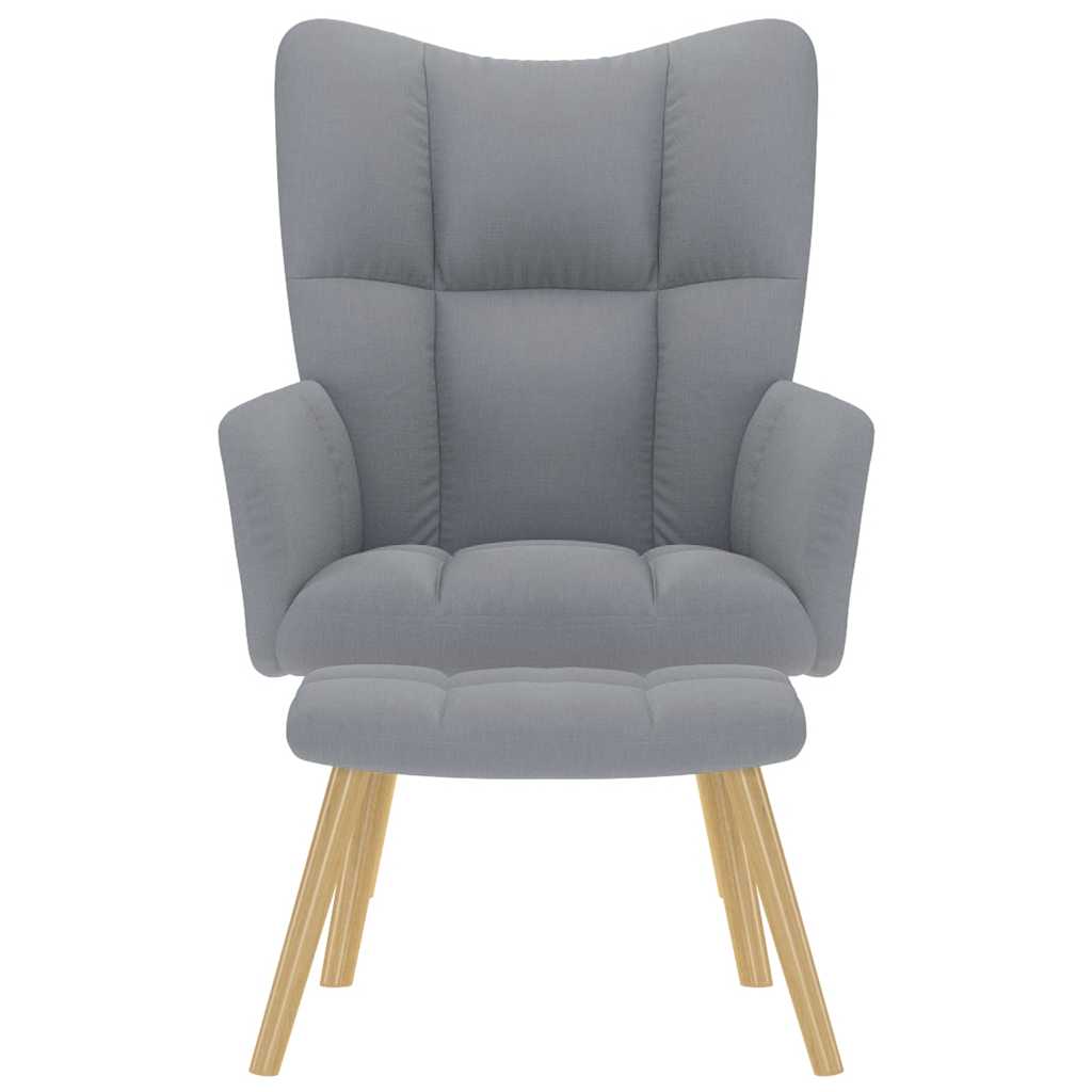 Poltrona Relax con Poggiapiedi Grigio Chiaro in Tessuto | homemem39