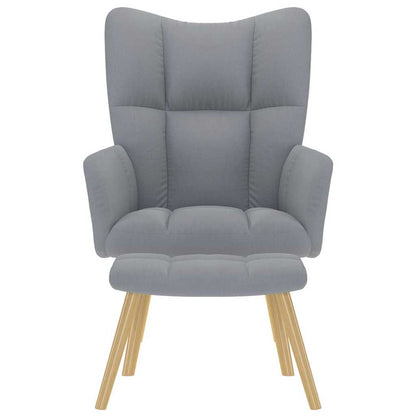 Poltrona Relax con Poggiapiedi Grigio Chiaro in Tessuto - homemem39