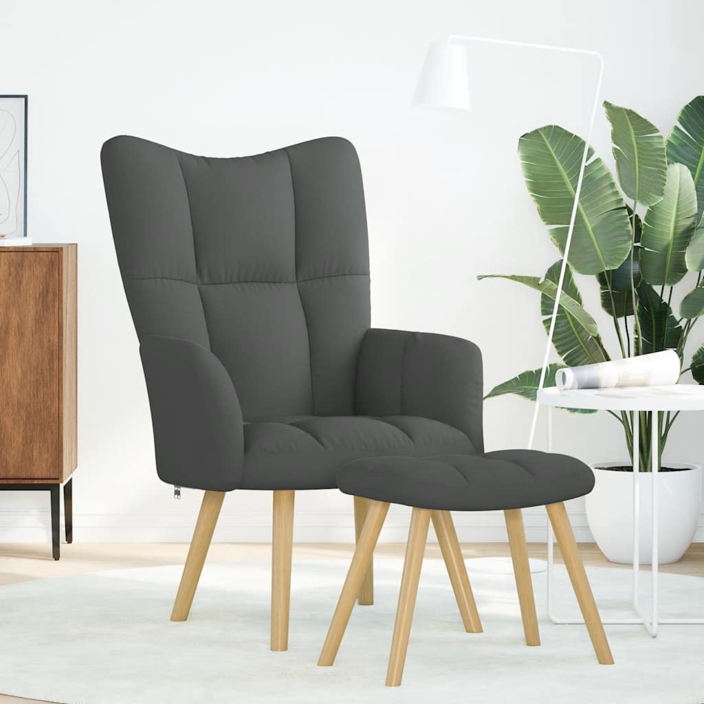 Poltrona Relax con Poggiapiedi Grigio Chiaro in Tessuto - homemem39