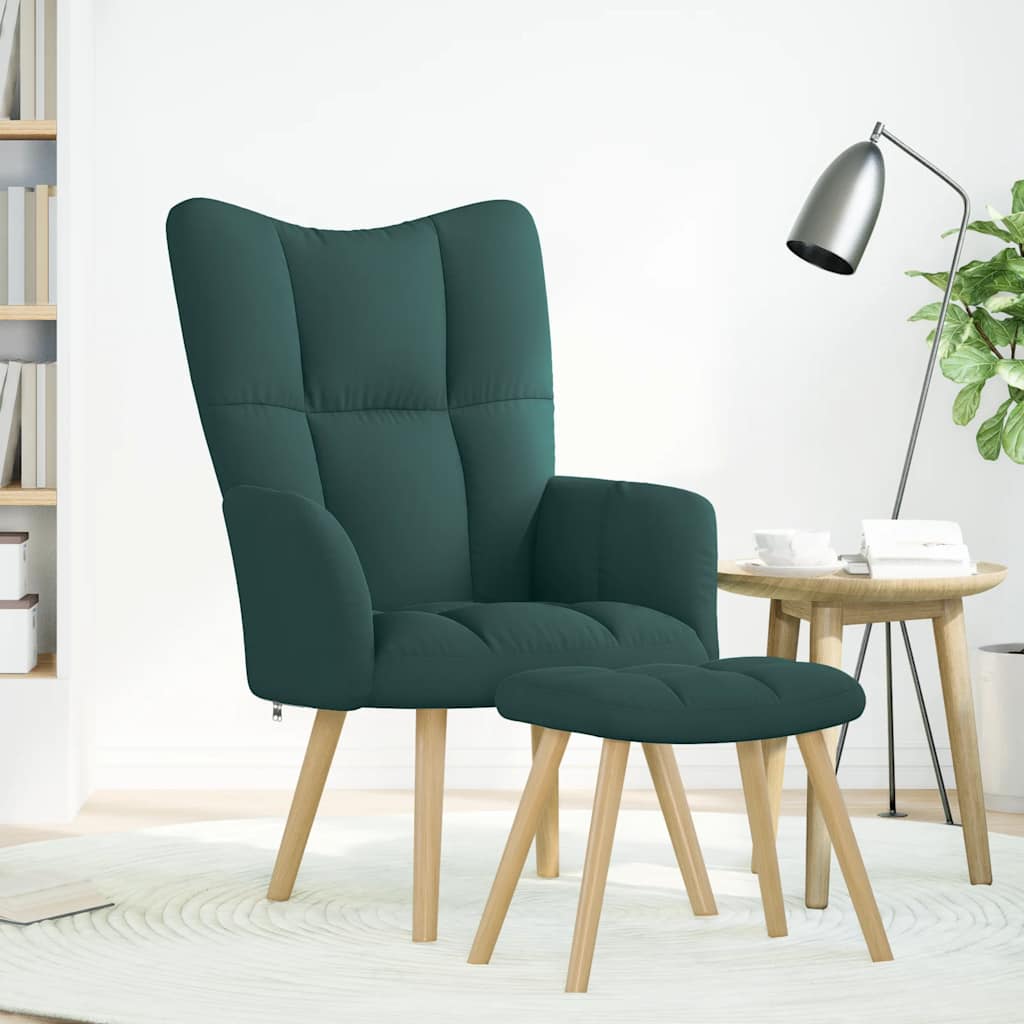 Poltrona Relax con Poggiapiedi Verde Scuro in Tessuto | homemem39