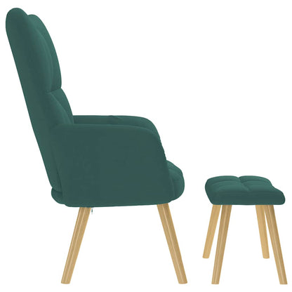 Poltrona Relax con Poggiapiedi Verde Scuro in Tessuto | homemem39