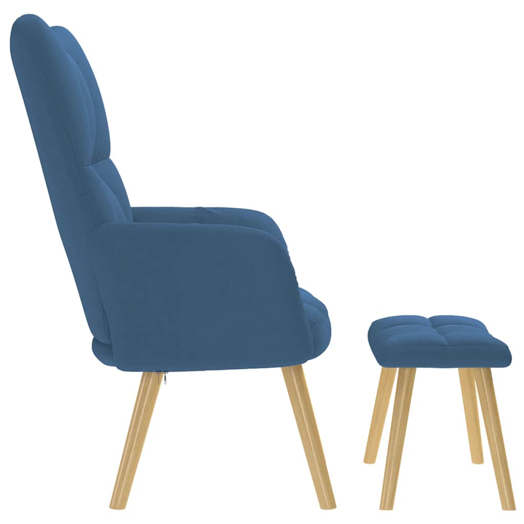 Poltrona Relax con Poggiapiedi Blu in Tessuto | homemem39