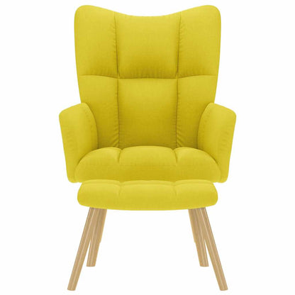 Sedia Relax con Poggiapiedi Giallo Chiaro in Tessuto - homemem39