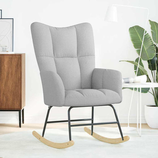 Sedia a Dondolo Grigio Nuvola in Tessuto - homemem39