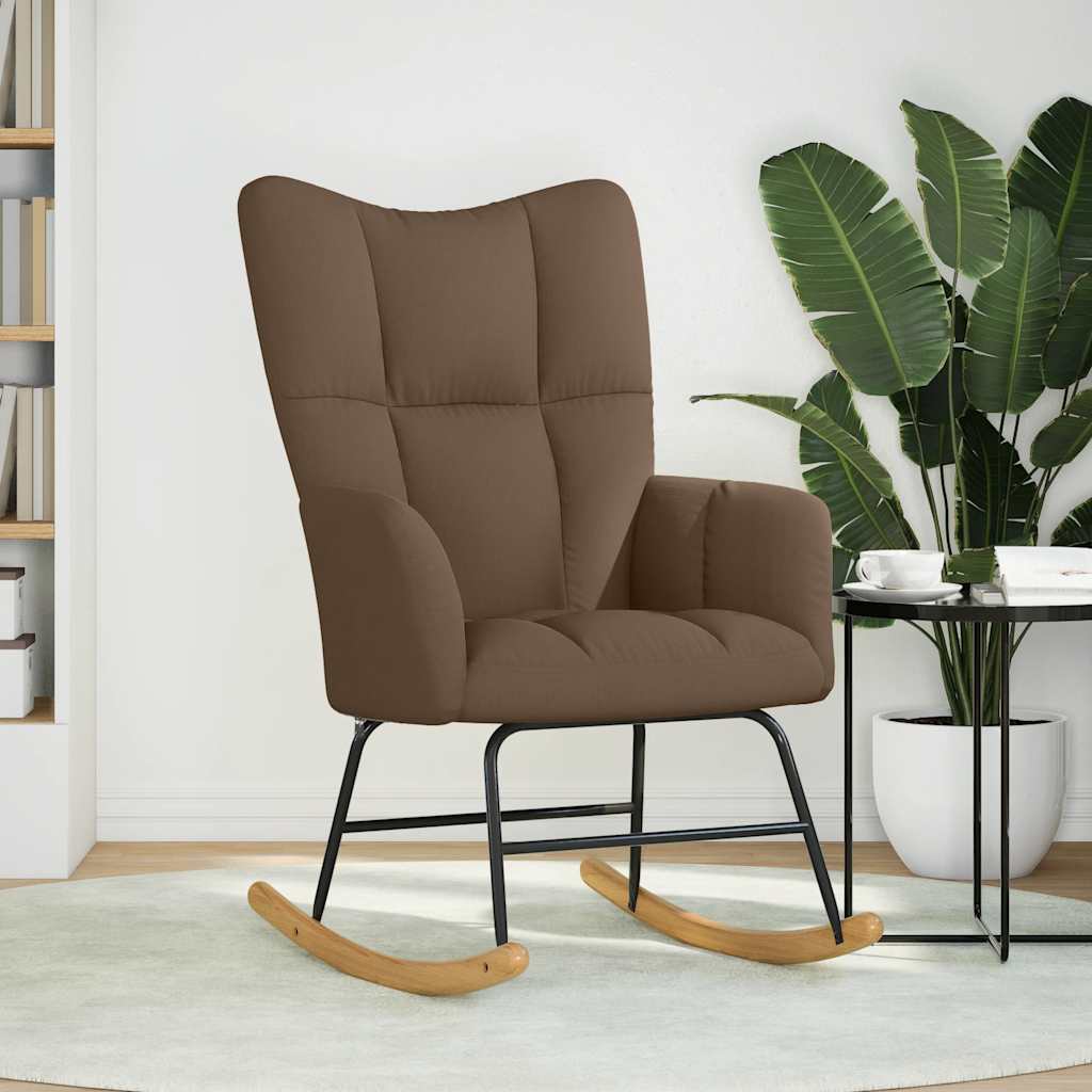 Sedia a Dondolo Marrone in Tessuto - homemem39