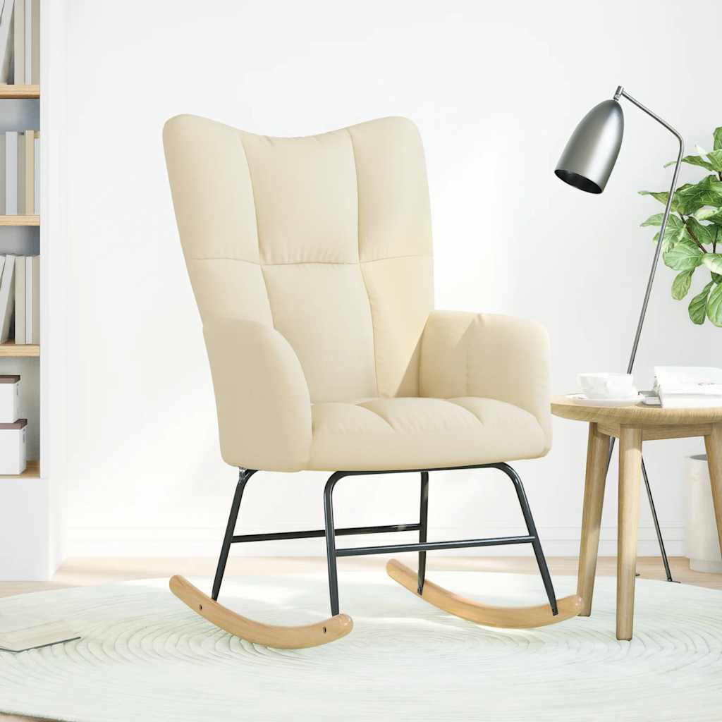 Sedia a Dondolo Crema in Tessuto - homemem39