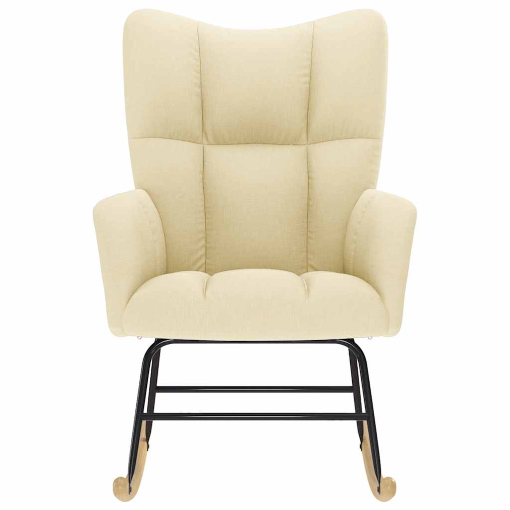 Sedia a Dondolo Crema in Tessuto - homemem39