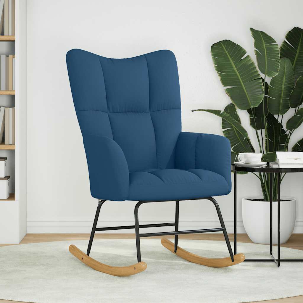 Sedia a Dondolo Blu in Tessuto - homemem39