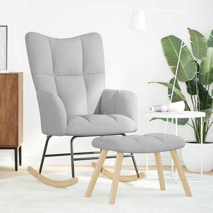 Poltrona a Dondolo con Poggiapiedi Grigio Nuvola in Tessuto - homemem39