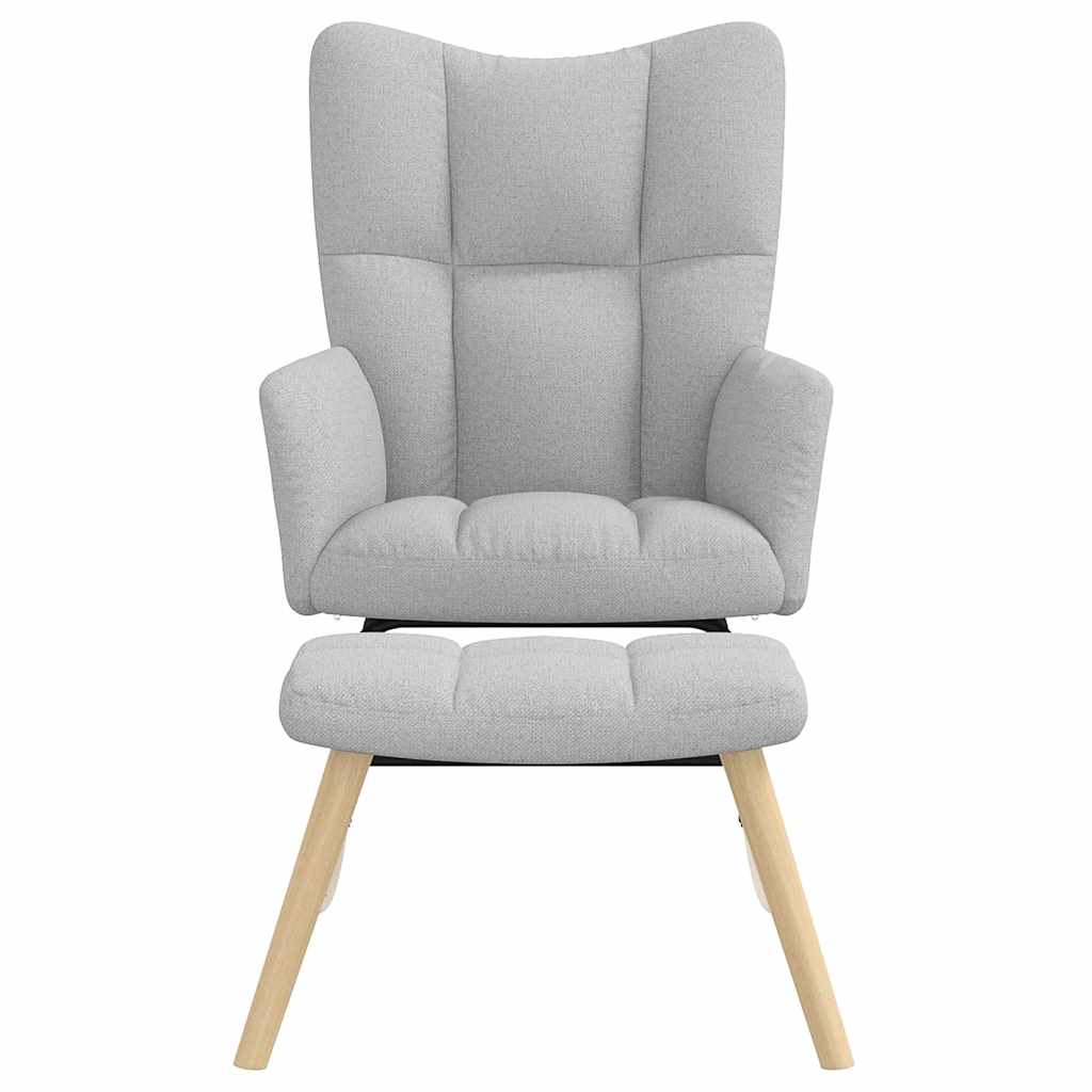 Poltrona a Dondolo con Poggiapiedi Grigio Nuvola in Tessuto - homemem39