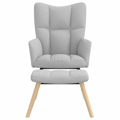 Poltrona a Dondolo con Poggiapiedi Grigio Nuvola in Tessuto - homemem39