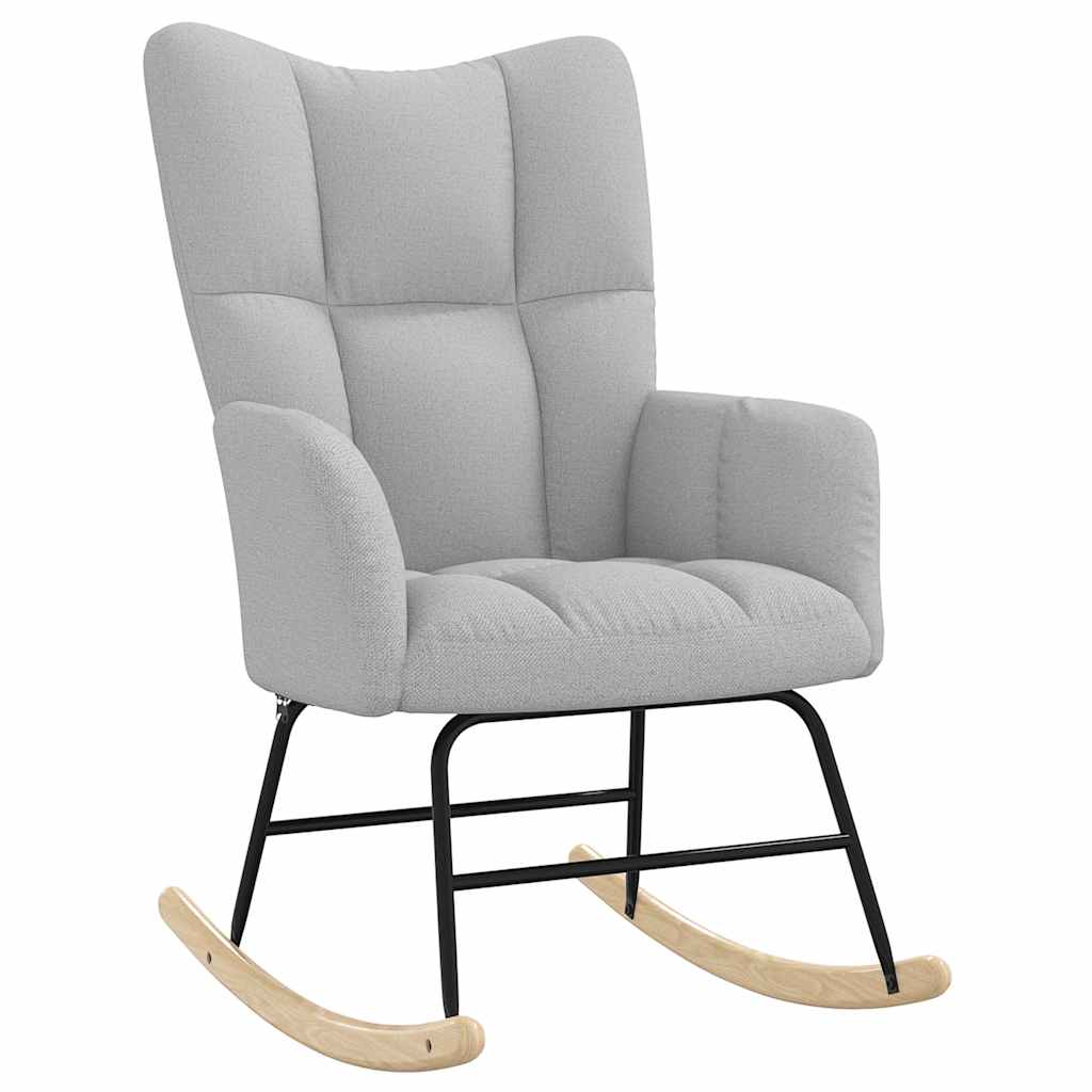 Poltrona a Dondolo con Poggiapiedi Grigio Nuvola in Tessuto - homemem39