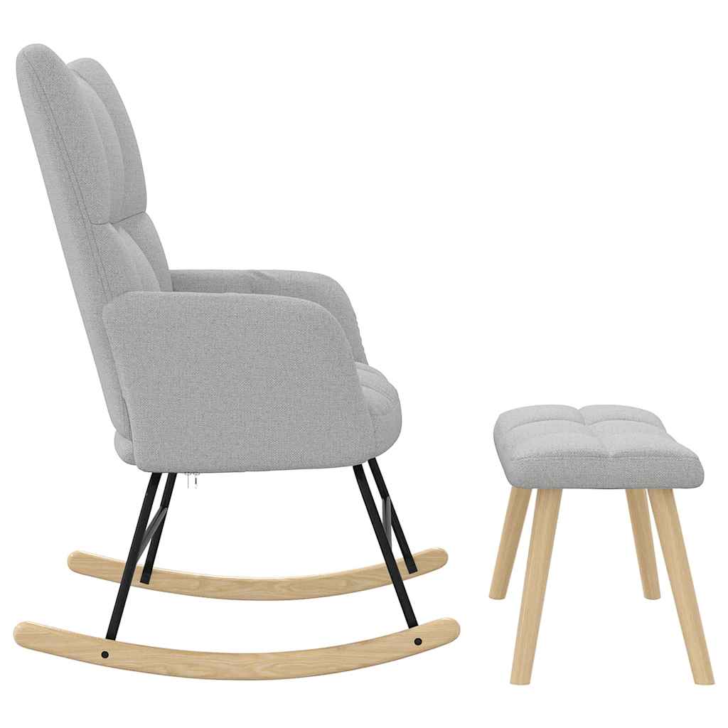 Poltrona a Dondolo con Poggiapiedi Grigio Nuvola in Tessuto - homemem39