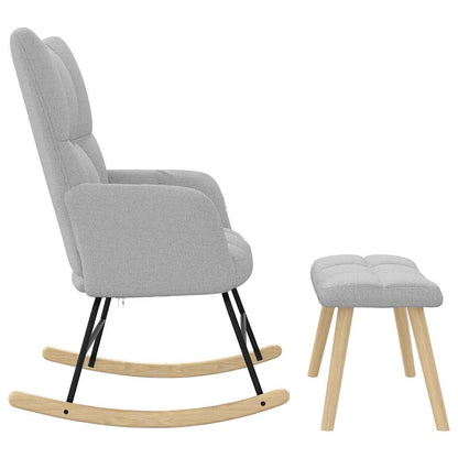 Poltrona a Dondolo con Poggiapiedi Grigio Nuvola in Tessuto - homemem39