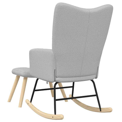 Poltrona a Dondolo con Poggiapiedi Grigio Nuvola in Tessuto - homemem39