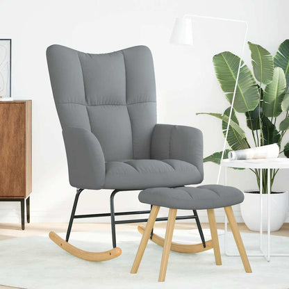 Poltrona a Dondolo con Poggiapiedi Grigio chiaro in Tessuto - homemem39