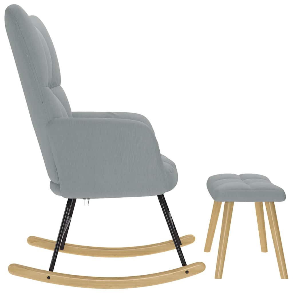 Poltrona a Dondolo con Poggiapiedi Grigio chiaro in Tessuto - homemem39