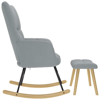 Poltrona a Dondolo con Poggiapiedi Grigio chiaro in Tessuto - homemem39