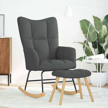 Poltrona a Dondolo con Poggiapiedi Grigio Scuro in Tessuto - homemem39