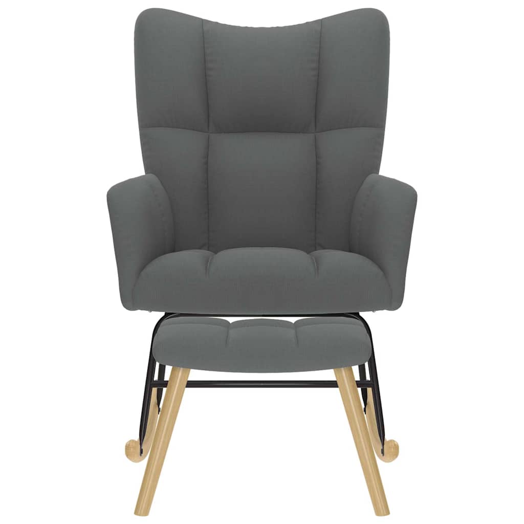 Poltrona a Dondolo con Poggiapiedi Grigio Scuro in Tessuto - homemem39