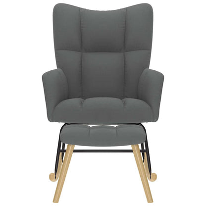 Poltrona a Dondolo con Poggiapiedi Grigio Scuro in Tessuto - homemem39