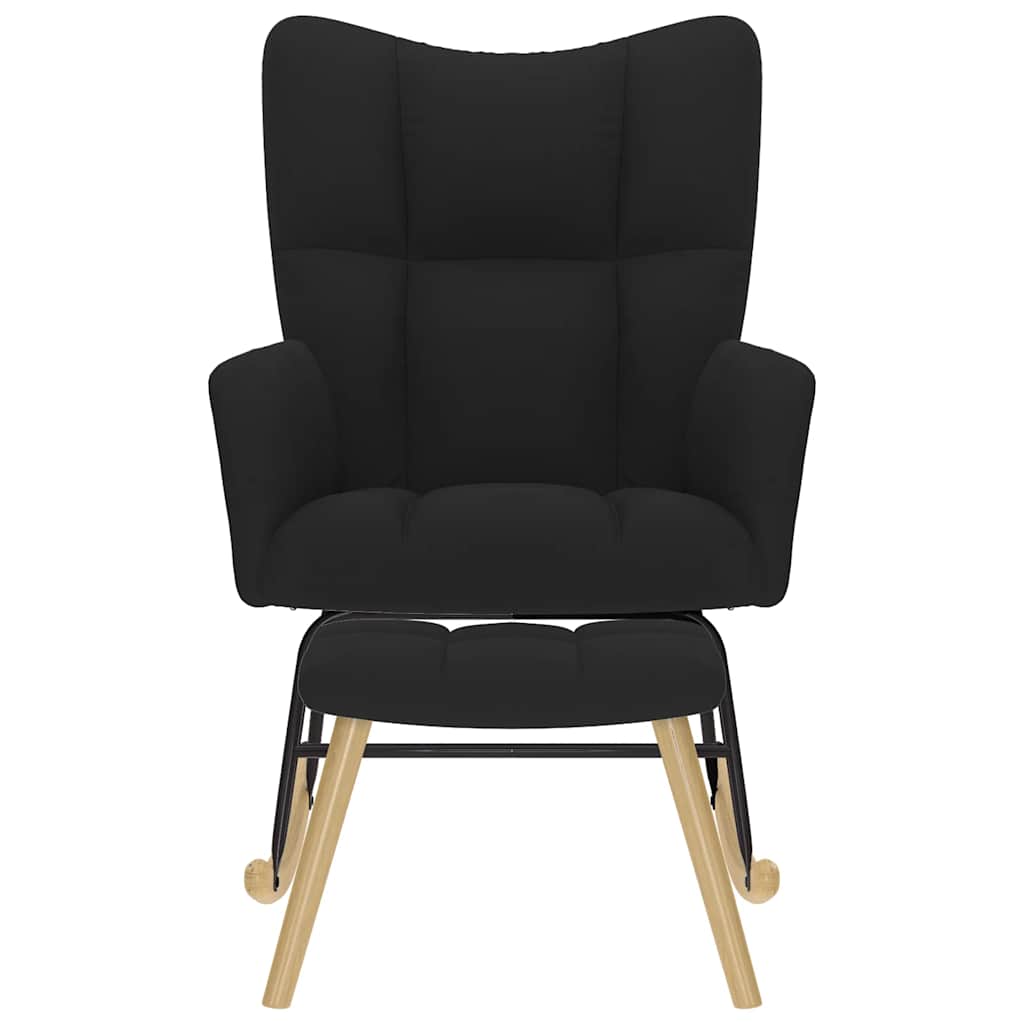 Poltrona a Dondolo con poggiapiedi Nero in Tessuto - homemem39