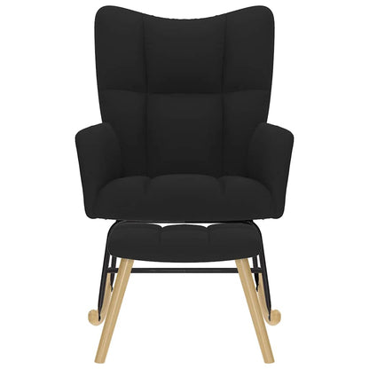 Poltrona a Dondolo con poggiapiedi Nero in Tessuto - homemem39