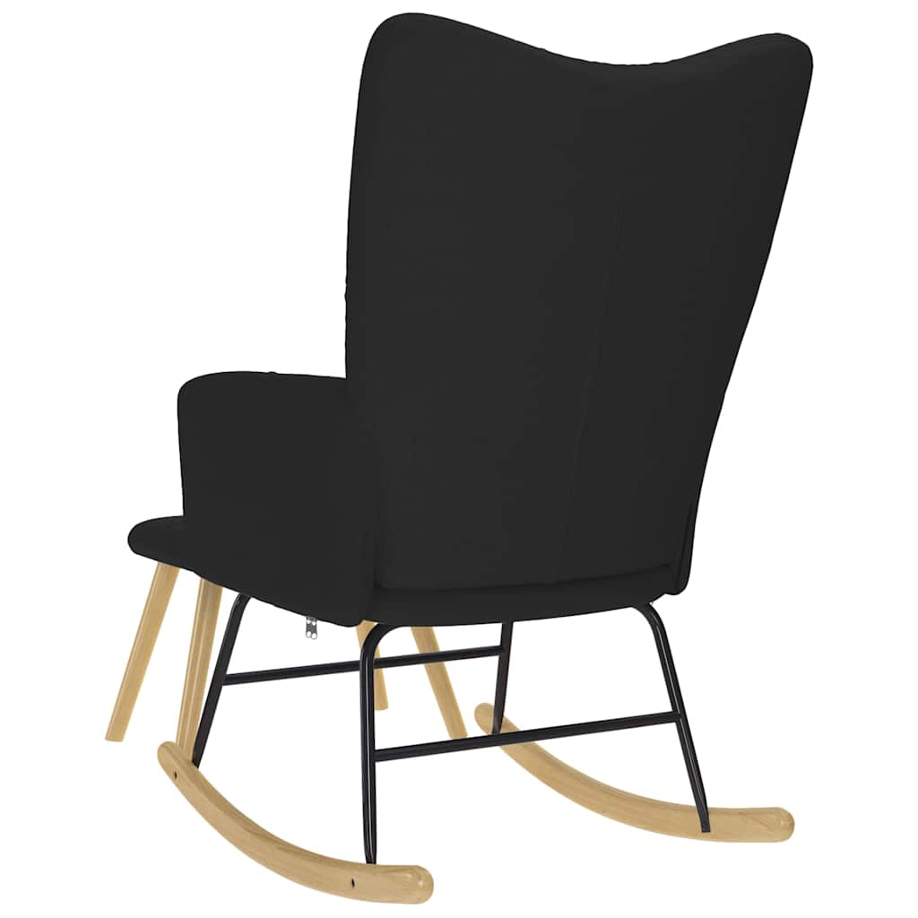 Poltrona a Dondolo con poggiapiedi Nero in Tessuto - homemem39